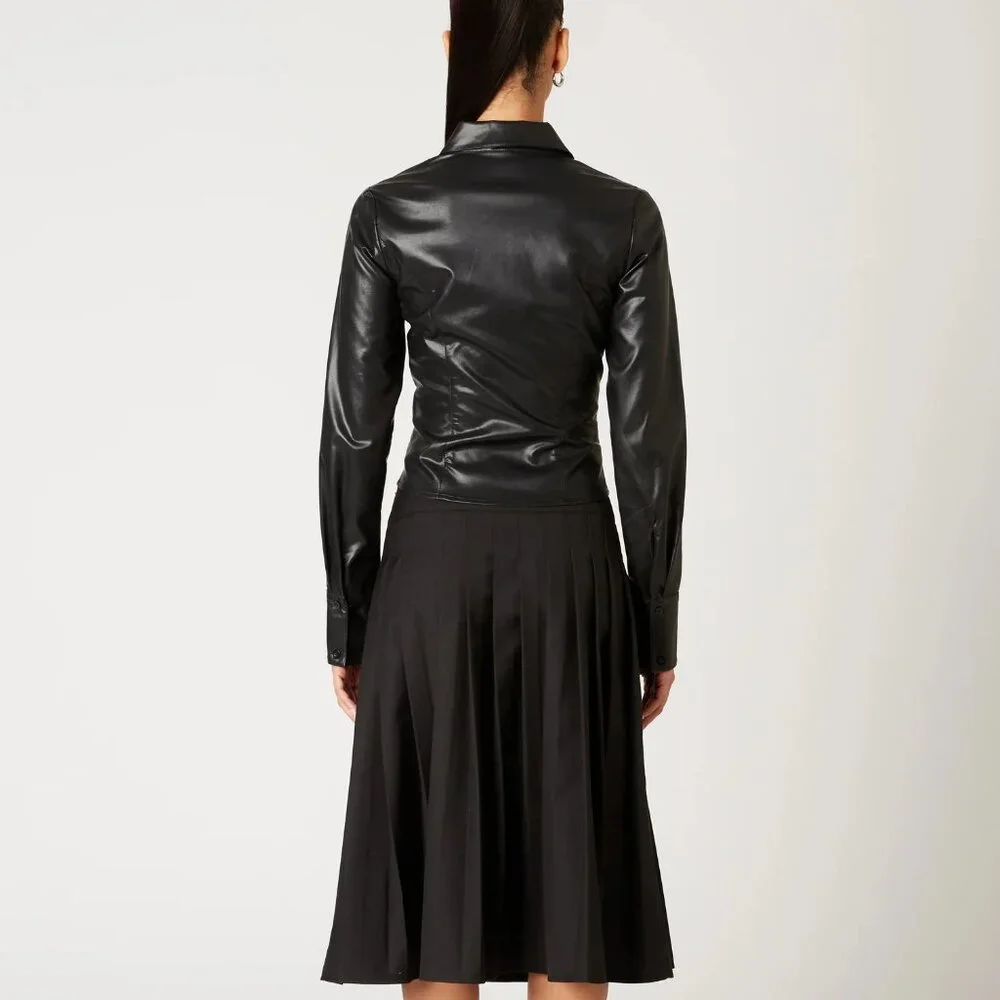 NIA the Brand Brielle Black Faux Leather Shirt – NWT – Size S – MSRP $88 - Picture 3 of 5